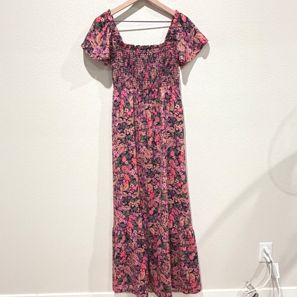 GILLI Womens Dress Cottagecore Boho Floral Smocked Maxi‎ Small